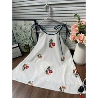 Set Áo Yếm Tết Cách Tân Nữ Hoa 2 Dây Nơ Vai, Quần Lụa Lưng Thun Xinh Xắn