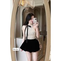 Sét áo yếm tua rua lông nhím phối nơ NEWS