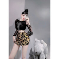 Set áo zen kim tuyến chân váy vs sang chảnh Set đồ bộ đi tiệc đi đám cưới dành cho nữ