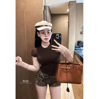 set áo zip ôm phối quần sooc da beo (mã 09)