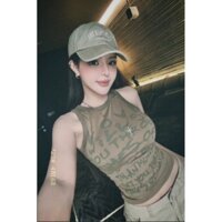 Set ba lỗ chân váy nâu MPB