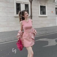 set ba lỗ hồng chân váy ko kèm sơ mi