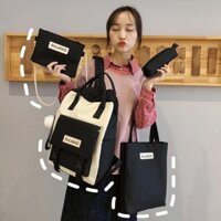 Set balo+ túi tote+hộp bút+túi đeo chéo