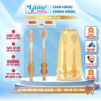 Set bàn chải silicon kèm cốc cho bé từ 0-18 tháng Lame Baby