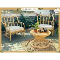 Set bàn ghế mây Elizabeth nữ hoàng 1970s Đan Trà, mây tự nhiên loại 1, cao cấp, trang trí phòng khách, quán cafe