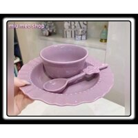 SET BÁT ĐĨA KÈM THÌA SỨ CAO CẤP SANG CHẢNH 👍freeship🐯