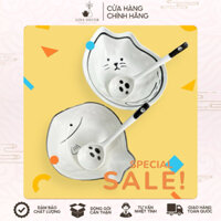 Set Bát Kèm Thìa Sứ Hình Cute Ngộ Nghĩnh Cho Bé Ăn Dặm