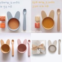Set Bát Thìa Ăn Dăm ROCOU Hàn Quốc 🐰FREESHIP🐰 Chất Liệu Silicone An Toàn Cho Bé [Có Sẵn]