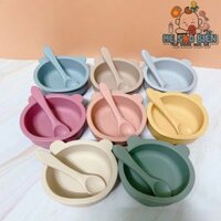 Set bát thìa ăn dặm silicon cho bé