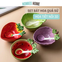 Set bát thìa hoa quả dễ thương, bát ăn dặm
