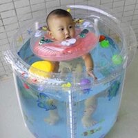 Set Bể bơi phao tròn kèm phao cổ Dolphin cho bé sơ sinh size lớn 80x80cm