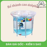 Set Bể bơi phao tròn kèm phao cổ, bơm chân cho bé sơ sinh size lớn 80x80cm hiệu Dolphin