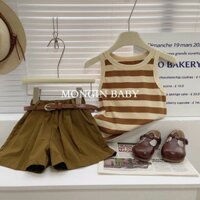 SET BÉ GÁI ÁO SỌC SÁT NÁCH QUẦN NGẮN (TẶNG KÈM ĐAI LƯNG)