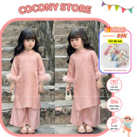 [SET BÉ] Set Áo Dài Cách Tân Cho BÉ GẤM Lông vũ Size Đại Chất Nhung, Gấm Họa tiết Hoa Sen Chăn Công Cao Cấp