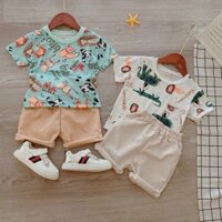 Set bé trai - Áo cotton kèm quần kaki siêu mát