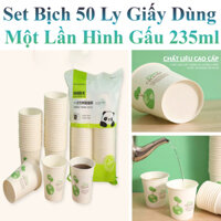 Set Bịch 50 Ly Giấy Uống Nước Dùng Một Lần Hình Gấu 235Ml