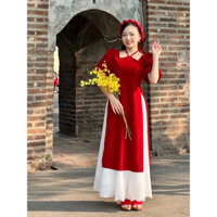 (SET BIGSIZE 50KG ĐẾN 90KG) set áo dài cổ yếm tay phồng phối váy