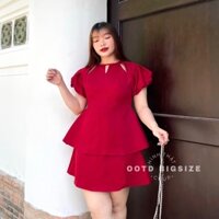 Set bigsize nữ áo peplum khoét giọt nước chân váy A (OOTD BI