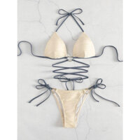 set bikini áo tắm trắng 2 mảnh ceelin05 buộc eo sexy