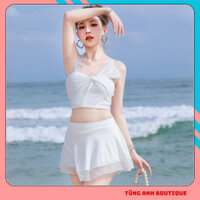 Set bikini đi biển 2 mảnh đẹp đồ tắm đồ bơi chân váy xoè che bụng kín đáo