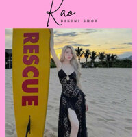 Set Bikini KAO Ren Lưới Xẻ Tà Dài, Áo Sẵn Mút kèm quần chip