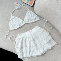 SET Bikini Kèm Chân Váy Ren BEE_CLOTHING Phong Cách Mùa Hè Cực Cháy S064