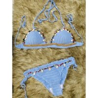 Set bikini len móc phong cách boho vỏ sò