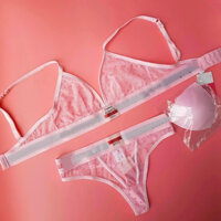 sét bikini Ren lưới kèm quần chip lọt khe có đệm ngực cao cấp