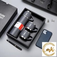 Set Bình Giữ Nhiệt iNox 500ML Kèm 3 Cốc Cực Xịn VACUUM FLASK SET(TÚI ĐEN)