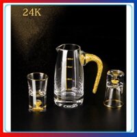 Set Bình ly rượu Pha Lê Golden 24K tuyệt tác - (1 bình chiết và 6 ly) ⚜️TTHome⚜️