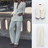 Set Blazer Nữ 2 Lớp & Quần Âu Trắng Kem - Set Vest Nữ Hàn Quốc - SHILA.CLOSET