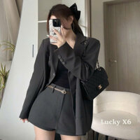 Set Blazer Nữ,Set Đồ Nữ Sang Chảnh Áo Vest Mix Quần Giả Chân Váy Chất Liệu Chéo Dày Dặn D100