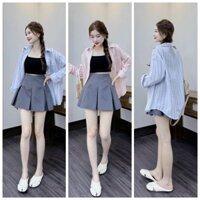 Set bộ 3 món thời trang nữ đi chơi chất áo khoác lụa kèm bra váy tennis chất tuyết mưa ngắn mini năng động cá tính