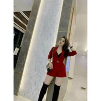 *Set bộ 3 món thời trang nữ mặc đi chơi chất umi cổ vest tay dài kèm áo bra có mút quần short ống rộng dáng mini