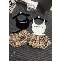Sét bộ áo 2 dây cổ U vạt bầu croptop in chữ búp be rì , phối quần đùi bí sọc hot hit