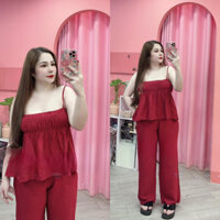 Sét bộ áo 2 dây kèm quần ống suông sét bộ đồ nữ đi chơi babydoll 2 dây bigsize Kim Ngân từ 50 kg đến 100 kg M/L/XL/Xxl