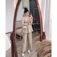 Sét bộ áo 2 dây kèm quần ống suông sét bộ đồ nữ đi chơi babydoll 2 dây bigsize Kim Ngân từ 50 kg đến 100 kg M/L/XL/Xxl