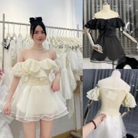 Sét Bộ Áo 2 Dây Trễ Vai Kèm Chân Váy Tơ Dáng Xòe Sét Bộ Đi Chơi Tiểu Thư Bigsize Quỳnh Anh Từ 50kg Đến 100kg M/L/XL/XXL