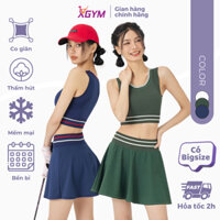 Set bộ áo+chân váy+quần short thể thao nữ XGYM chơi tennis, golf, pickleball, cầu lông, chạy bộ, gym