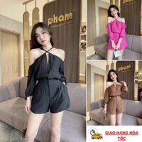 Set bộ áo cổ yếm đan dây cổ ( có mút ngực ) kèm quần