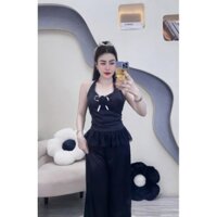 sét bộ áo cổ yếm đính hoa nguc