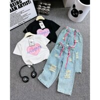 Sét bò áo cộc tay cho bé gái