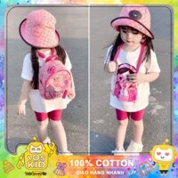 Set bộ áo cotton kết hợp quần legging hồng in hình cô gái size từ 12-30 cân