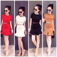 SET BỘ ÁO CROPTOP CHÂN VÁY ĐUÔI CÁ XÒE THỜI TRANG XIXO CAO CẤPÁo Croptop