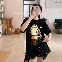 Set bộ áo ctk 3158 in hình LBB XE ĐẠP mix quần đính ngọc túi dài
