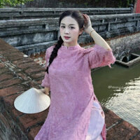 Set Bộ Áo Dài Tết 2025 Chất Lông Vũ Mềm Mịn Phối Quần Phi Bóng NT2191