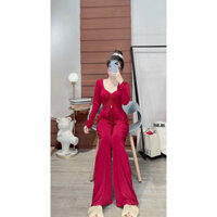 Sét bộ áo kiểu vạt nhọt tay dài mẫu mới hottren