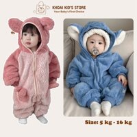 Set bộ áo liền quần cao cấp hình quái thú dễ thương màu hồng và xanh 5-16kg dày dặn Khoai Kids Store