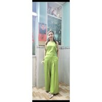 Sét bộ áo lững và quần suông cotton lụa quảng châu cao cấp