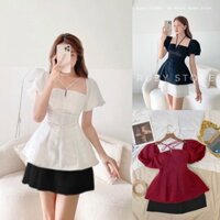 Sét Bộ Áo Peplum Tay Phòng Chân Váy Xếp Ly Bigsize Quỳnh Anh Từ 50kg Đến 100kg M/L/XL/XXL Sét Bộ Đi Chơi Nữ Bigsize